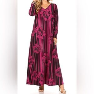 Karen T Design “Wild Orchid and Black Maxi Dress” in XL